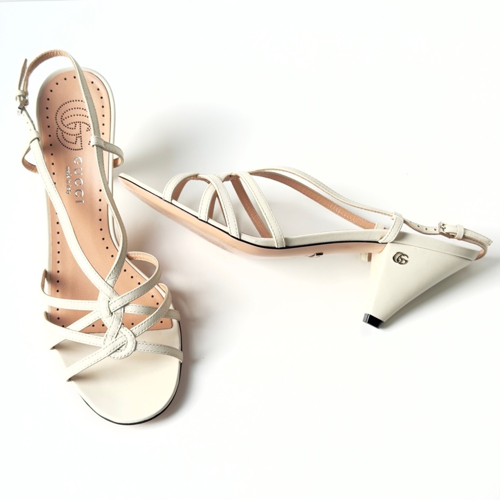 Gucci Women's Off-White Strappy Heels, size US 8